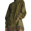 2025 High Neck Fringe Pocket Suede Dress
