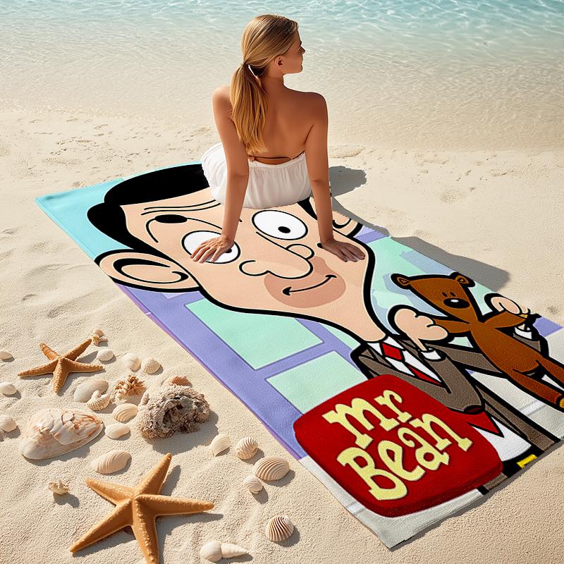 1pc Mr Bean1 Beach Towel, Comfortable and Thick, and Swimming/Bath/Picnic/Camping Towel, Suitable for Seaside Beaches