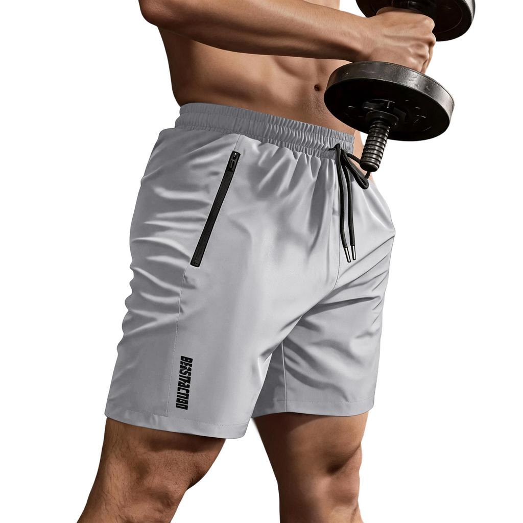 Men's Lightweight Quick Dry Athletic Shorts with Zippered Pockets Elastic Waistband Breathable Fabric for Gym Running Outdoor Sports