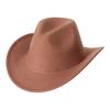 Cowboy Hat Solid Color Wild Unisex Anti-pilling Comfortable Costume Party Accessories Felt Roll Up Brim Cowgirl Hat for Outdoor