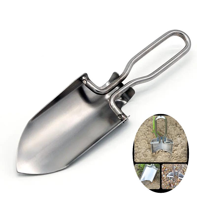 1PC Stainless Steel Folding Gardening Shovel Spade Multifunctional Portable Garden Planting Transplanting Tool Outdoor Shovel
