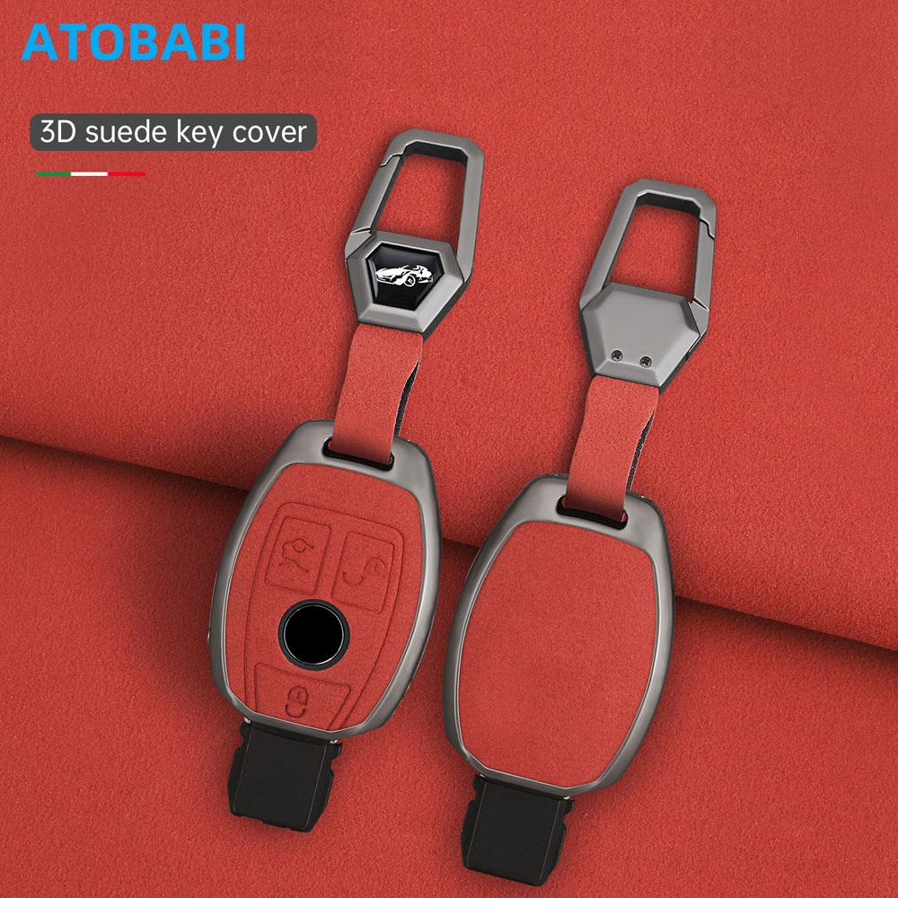 Zinc Alloy With Suede Leather Car Key Case Cover Bag For Mercedes Benz Nec Bga Type C E G S Class W204 W210 W118 W172 W212 W245