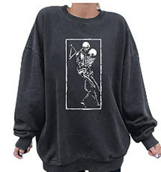 Halloween Printed Round Neck Long Sleeve Hoodie