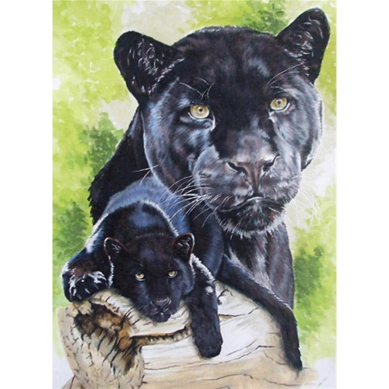 Vollständige 5D-Diamantmalerei zum Selbermachen, Tierfamilie, 3D-Diamantmalerei, runde Diamantmalerei, Stickerei