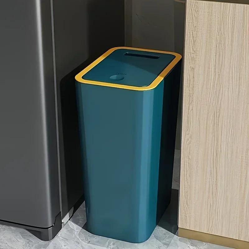 Bathroom Trash Can 11 11L Garbage Can with Press Top Lid for Toilet,Bedroom,Living Room – Plastic Wastebasket with Pop-up Lid