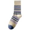 New Warm Casual Cotton Mid Socks Retro Contrast Stripes Same Color Match College Style Cotton Socks Winter Socks