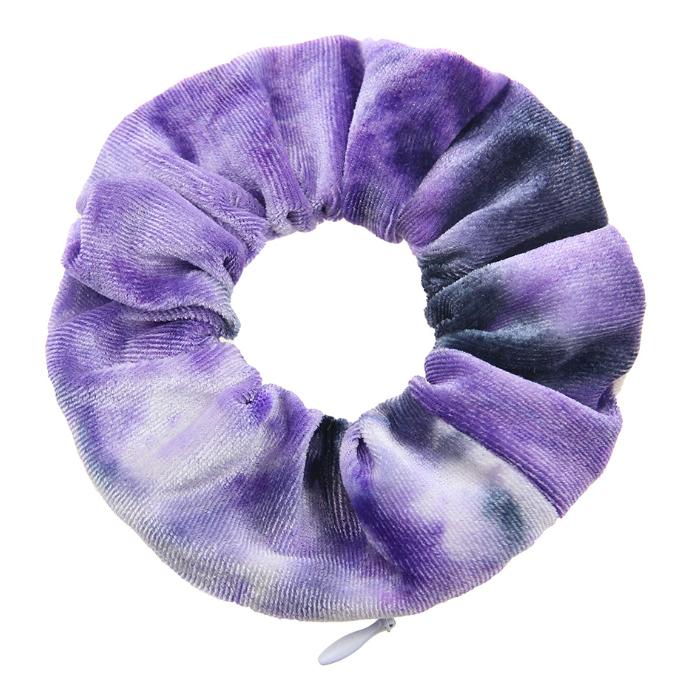 Hot Selling High Quality Elegant Zipper Velvet Material Tie Dye Design Pocket Unisex Scrunchies
