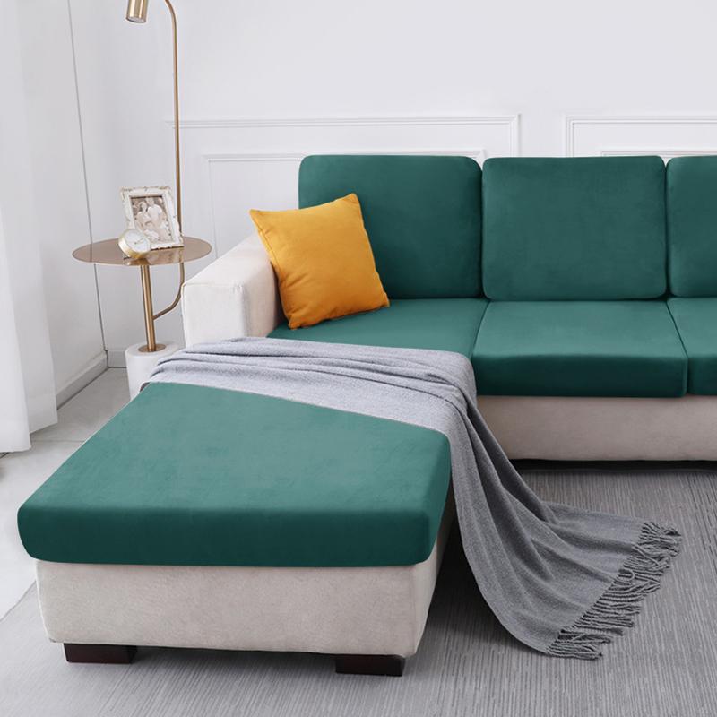Soft Velvet Sofa Cushion Cover For Living Room Room Plain Color Polyester Spandex Slipcovers Furniture Protector Stretchy Couch Covers