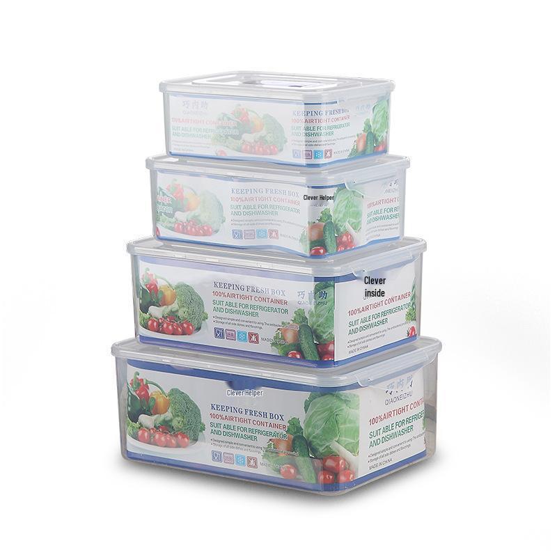 Food Grade Rectangular Plastic Storage Box with Lid - Freezable, Sealable Kitchen & Refrigerator Organizer