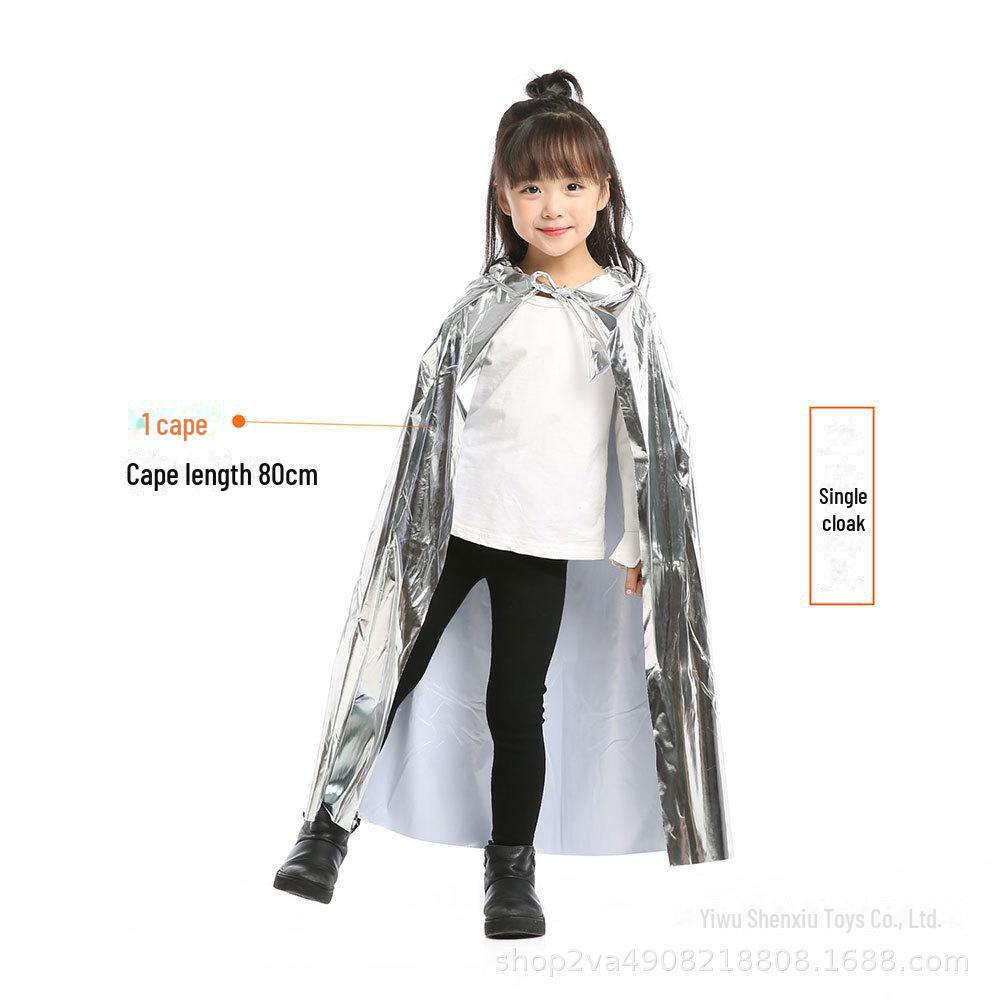 Płaszcz dla dzieci „Księżniczka i król” na Halloween – 80 cm, jasnozłoty i srebrny