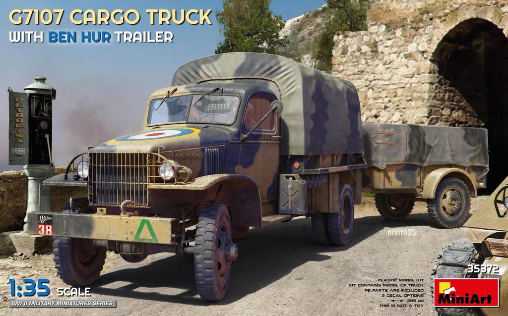 Miniart Scale G7107 Cargo Truck with Trailer Plastic Model Kit MA35372 1/35 Ben-Hur (Military Vehicle)