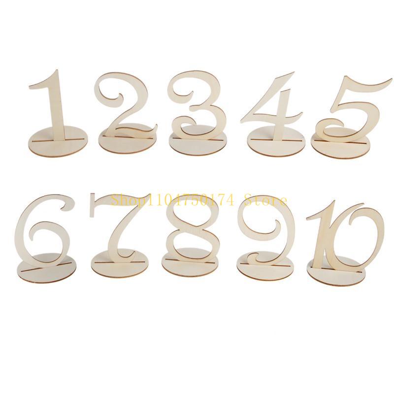 10 Pieces Wooden Table Numbers Table Numbers 11-20 Wooden Numbers with Holder Base Standing Wooden Wedding Decorations Top Sale