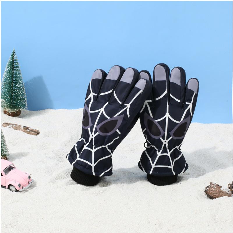 Spider Man Children Ski Gloves Windproof Fleece Gloves for Outdoor Cycling Cool Cartoon Themed Warm Gloves Kids Gifts