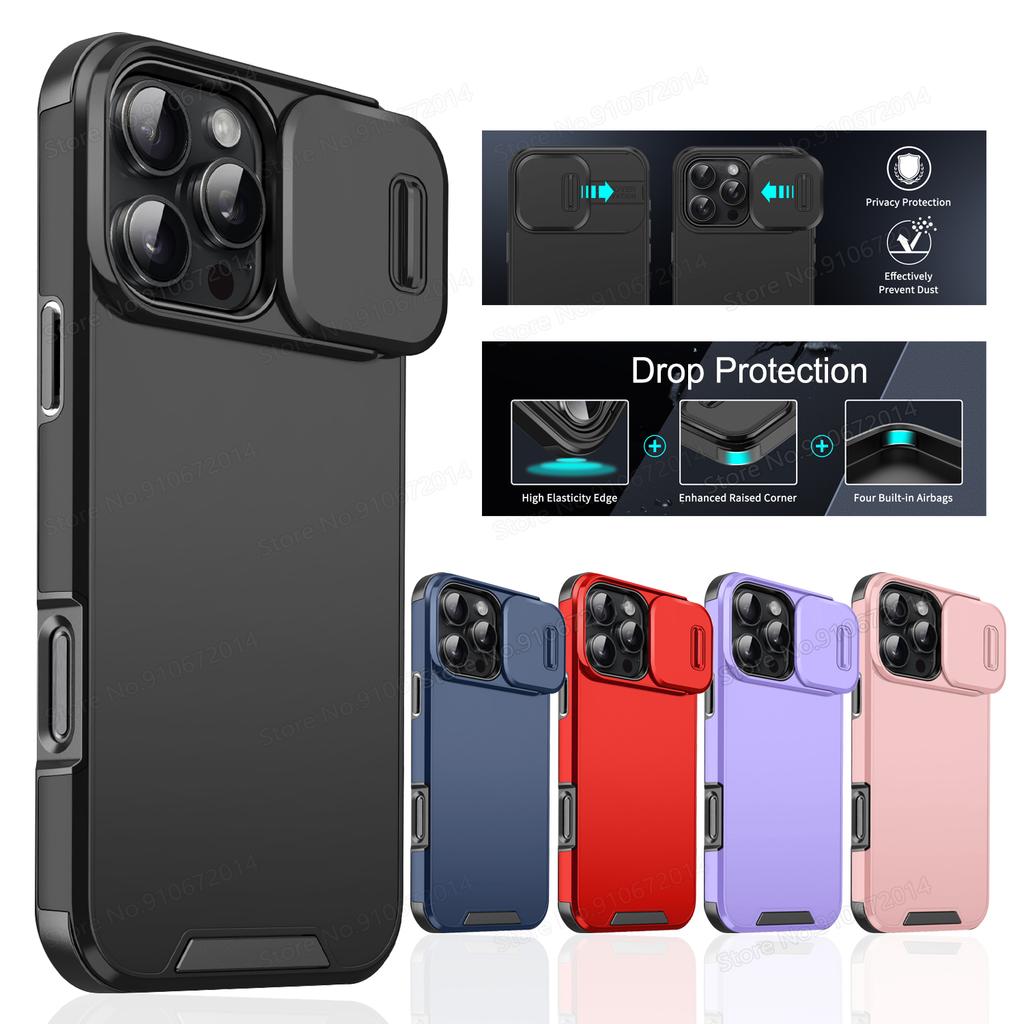 Copertura Protettiva per Fotocamera Scorrevole Per iPhone 16 Pro Max Custodia Protettiva Antiurto in Armatura Per iPhone 11 12 13 14 15 Pro Max Plus 16e Custodie