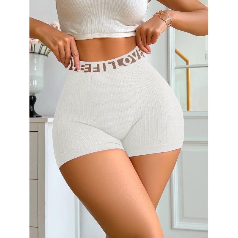 Pantaloncini Sportivi in Maglia con Lettere d'Amore a Vita Alta da Donna Europei e Americani