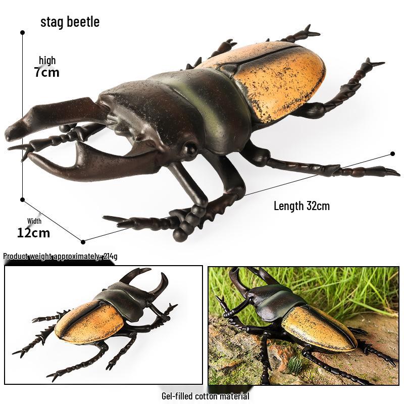 Large Soft Rubber Insect Simulation Toy: Rhinoceros Beetle, Mantis, Stag Beetle, Grasshopper, Spider
