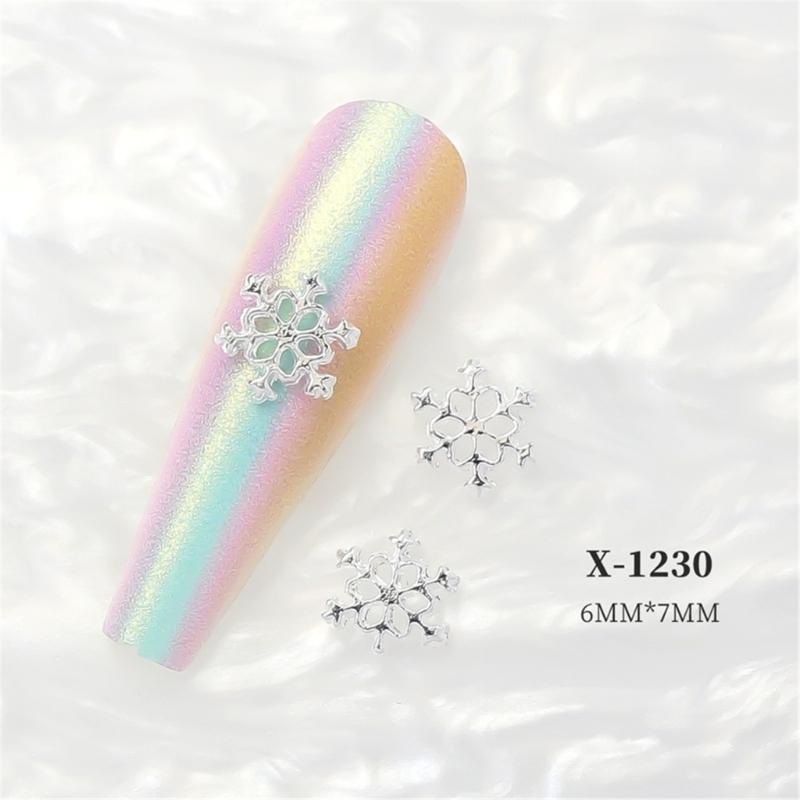 Create Beautiful Nail Designs with 10pcs Shimmering Snowflake Nail Charms Nail Decorations