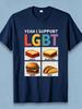 Men' Retro LGBT Support T-Shirt - Funny Lasagna Grilled Cheese Burger Tacos Wordplay Design - Breathable Polyester Short Sleeve Casual Round Neck Tee 