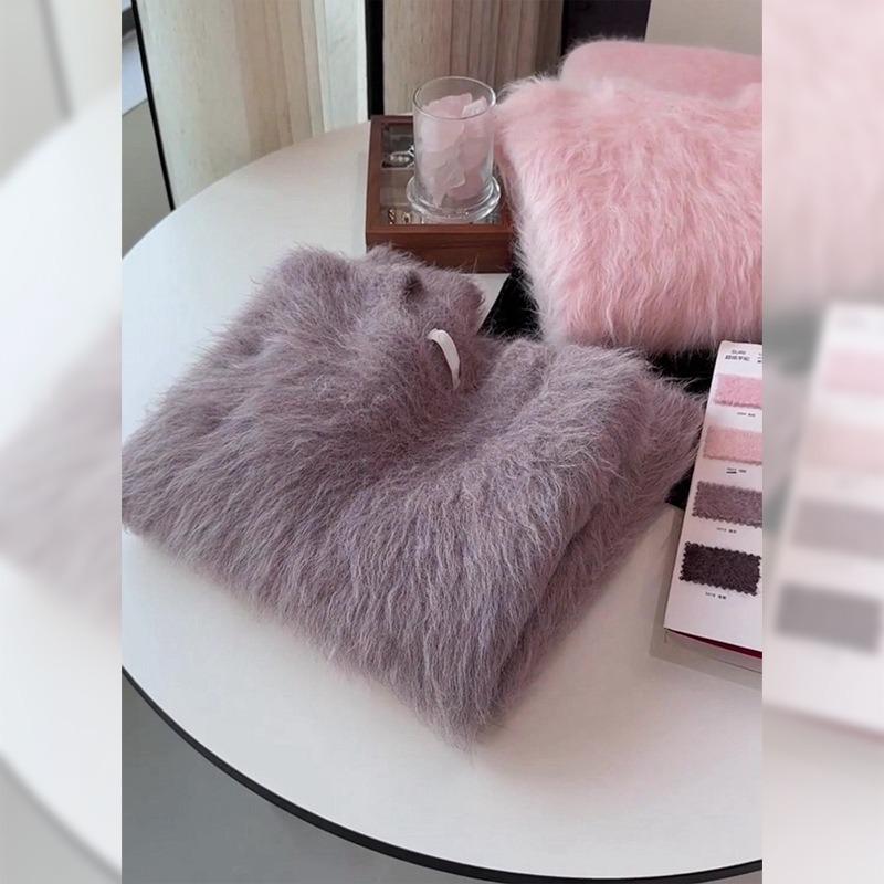 Soft waxy imitation mink fleece sweater women's pullover mohair warm knitted jacket autumn and winter new loose women