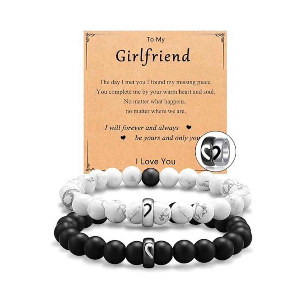 JYL TS Bracelet  Couple Black White Heart Stainless Steel Strengthens Bond
