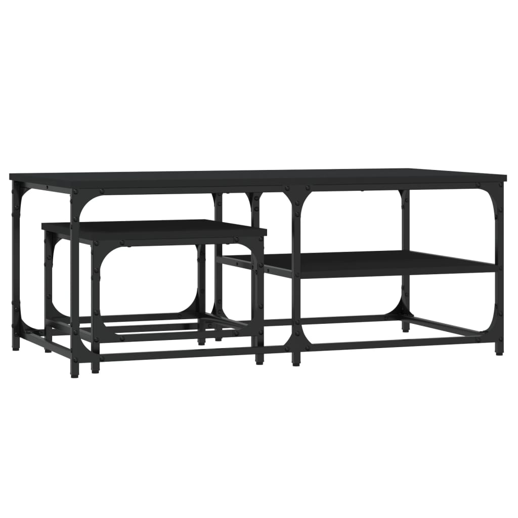 2 Piece Nesting Tables Black Particleboard