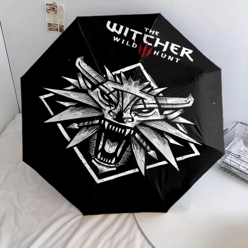 Witcher: Dark Warrior Automatic Umbrella - Suitable Travel Outdoor Portable Umbrella Birthday Gift Daily Essentials