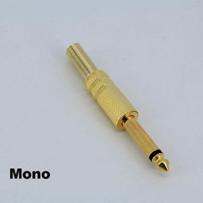 6.35mm 6.5mm Audio Male Female Mono Stereo Solder Connector Plug Socket 2 3 Pole Gold Plated Metal Amplifier Mic Converter