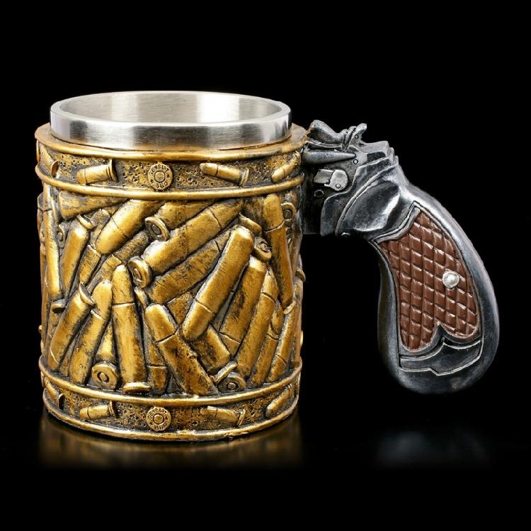 High-quality Western Revolver Gun With Ammo Bullet Beer Mug for Collecting