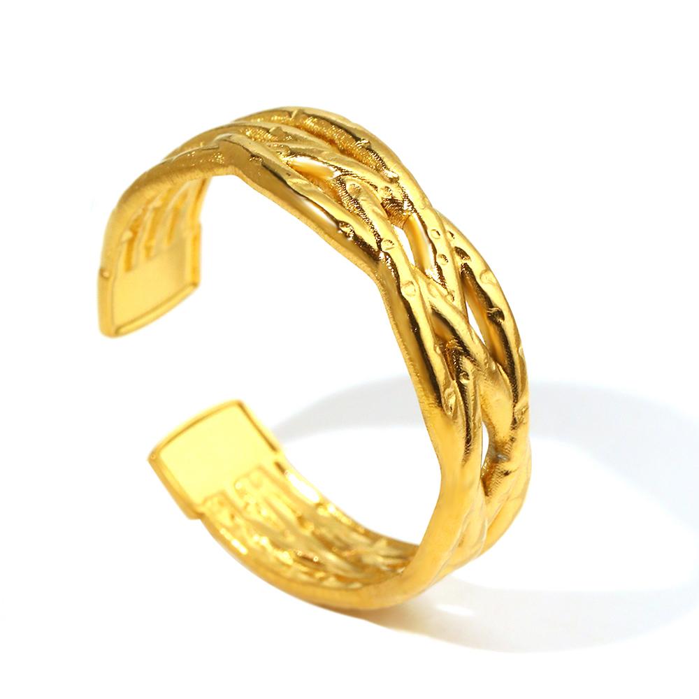 Stainless Steel Rings Minimalist Geometric Hollow Open Ring Retro Design Sense Ring For Women Zircon Gifts Everyday Wear New