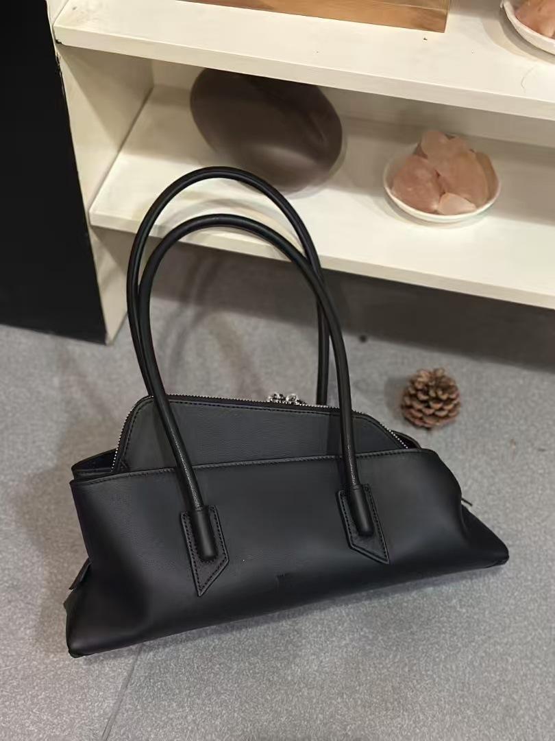 

Кожаная сумка неправильной формы 2025 новый стиль минималистичный дизайн сумка под мышкой повседневная универсальная сумка на одно плечо/ручная 34x10x20cm чёрный