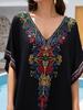 European-American Cotton Embroidery Plus Size Beach Cover-Up Dress