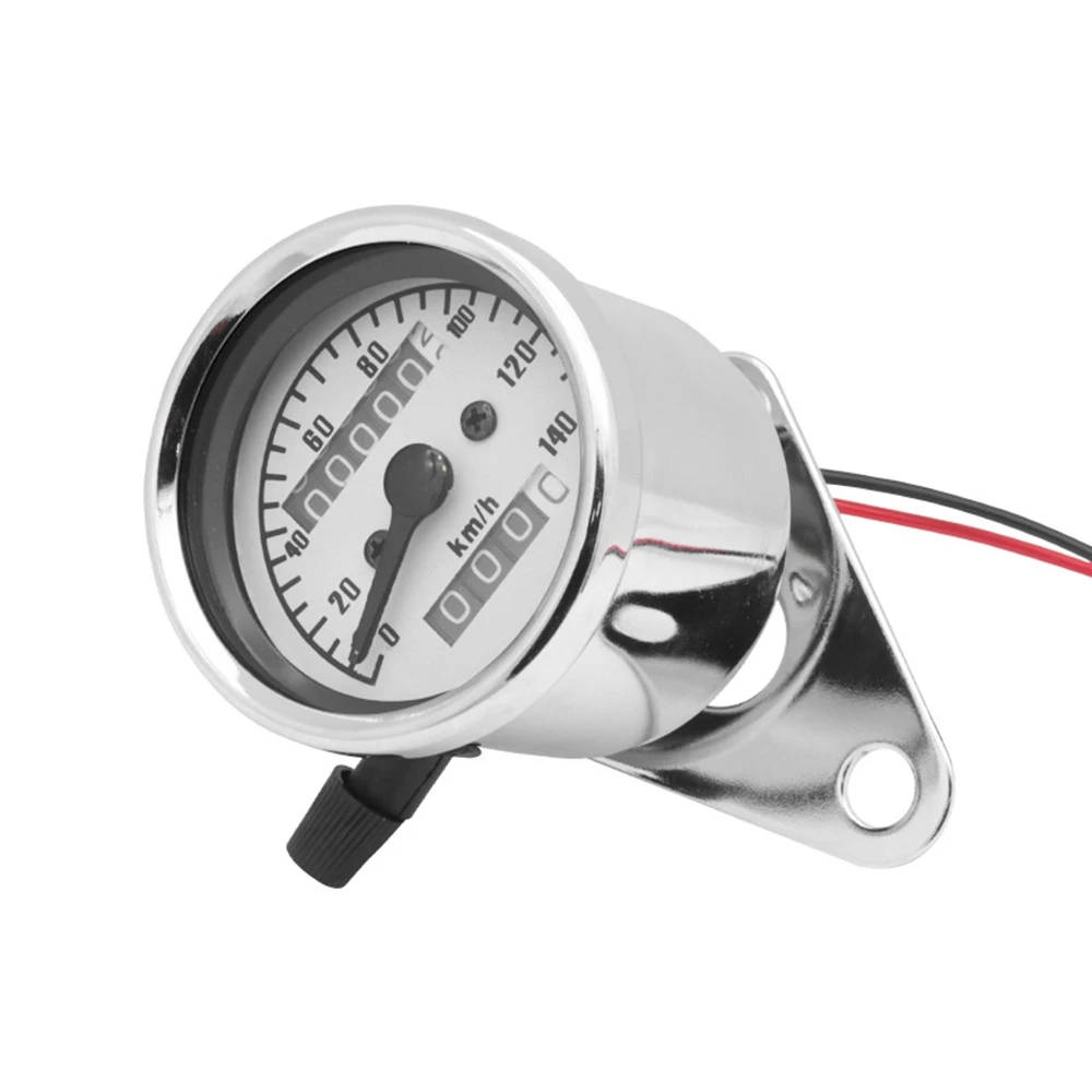 Universal Motorcycle Mechanical Dual Odometer Speedometer Gauge Speed Line Interface Metal Chrome for Harley Bobber Chopper Cafe