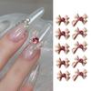 S.A.V.I 3D Nude Bow Nail Art Decorations with Pink Rhinestones - Set of 10 Resin Big Bows (2 Designs) for DIY Nail Art, Manicure, Nail Tips, Extens