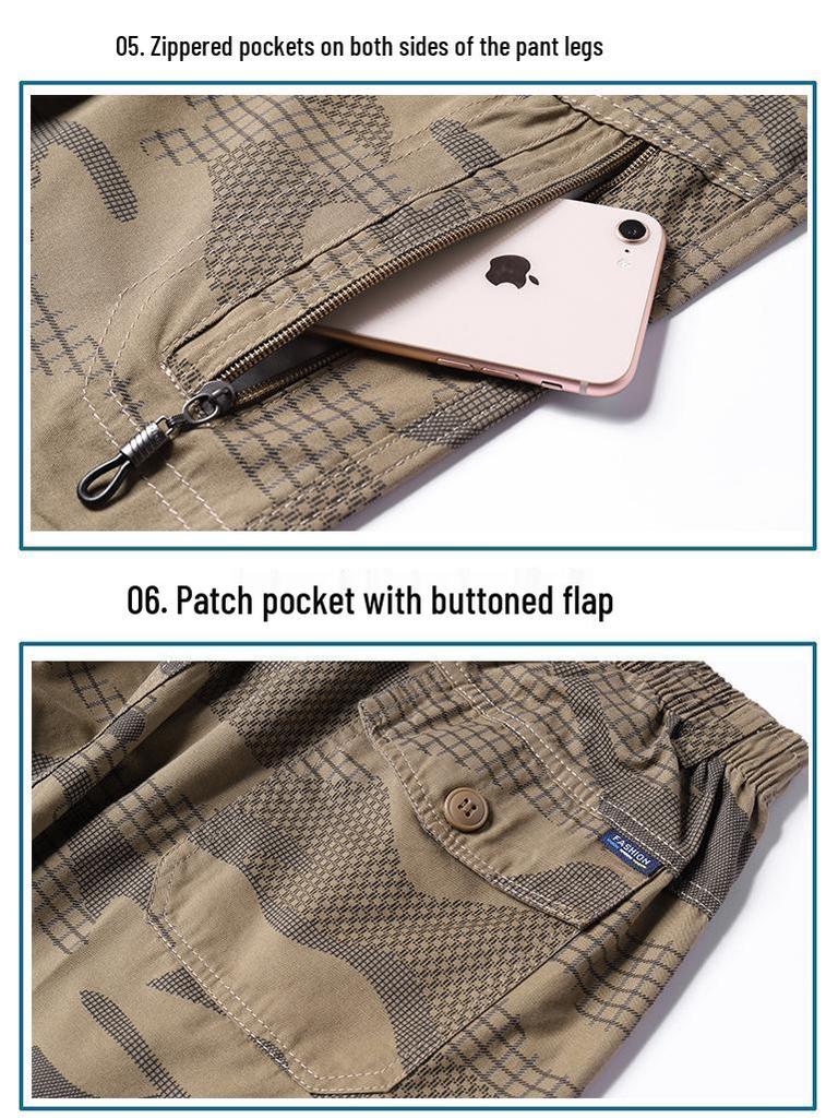 Men's Plus Size Casual Camouflage 7-Point Jodhpurs Shorts