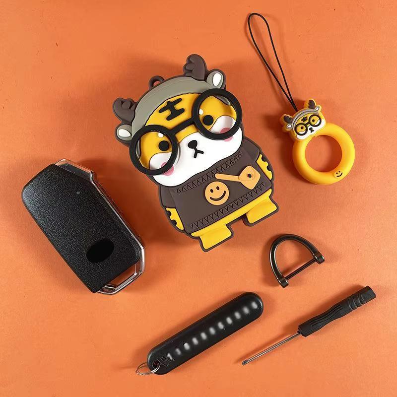 

Cartoon Tiger For Kia Sportage Ray Sorento Soul Telluride Cerato K5 K8 Remote Car Key Case Cover Accessories