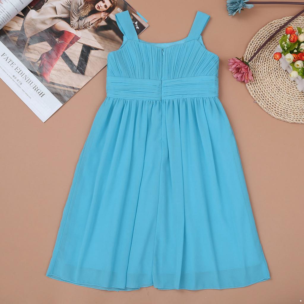 Kids Girls Chiffon Pleated Princess Pageant Dress Wedding Bridesmaid Birthday Party Formal Evening Dress