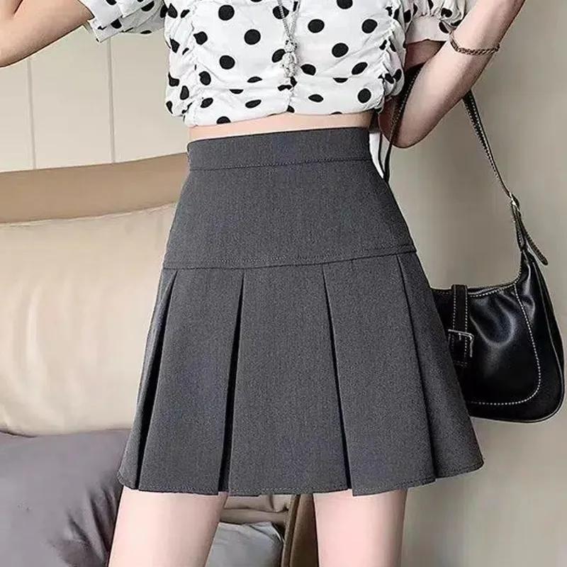 

WTEMPO винтажные черные, серые плиссированные юбки женские кавайные мини-юбки с высокой талией корейская школьная форма уличная одежда в стиле Харадзюку S серый