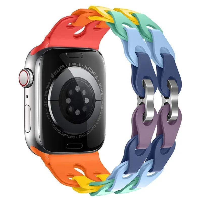 Silicone Strap for Apple Watch Ultra 2 Band 49 44 45 46 42 38 40 41mm Sport Correa Bracelet for Iwatch Series10 9 8 7 6 5 Se 4 3