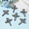 6Pcs Crystal Cross Patches 80mm Rhinestone Cross Sew On Applique Cross Embroidered Applique Black Cross Crystal Patches for Clothing Bags Hats Shoes
