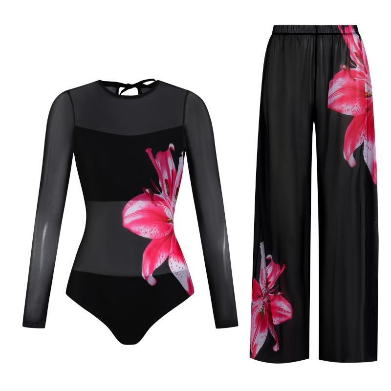 Costume da Bagno Solare Donna Alta Elasticità Ispessito Rete Pantaloni Larghi Costumi da Bagno Europei e Americani Fitness Intero