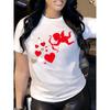 European Size Plus Size, 1pc Women's Cupid Heart Print T-Shirt - Stylish  Comfortable Short Sleeve Crew Neck Tee