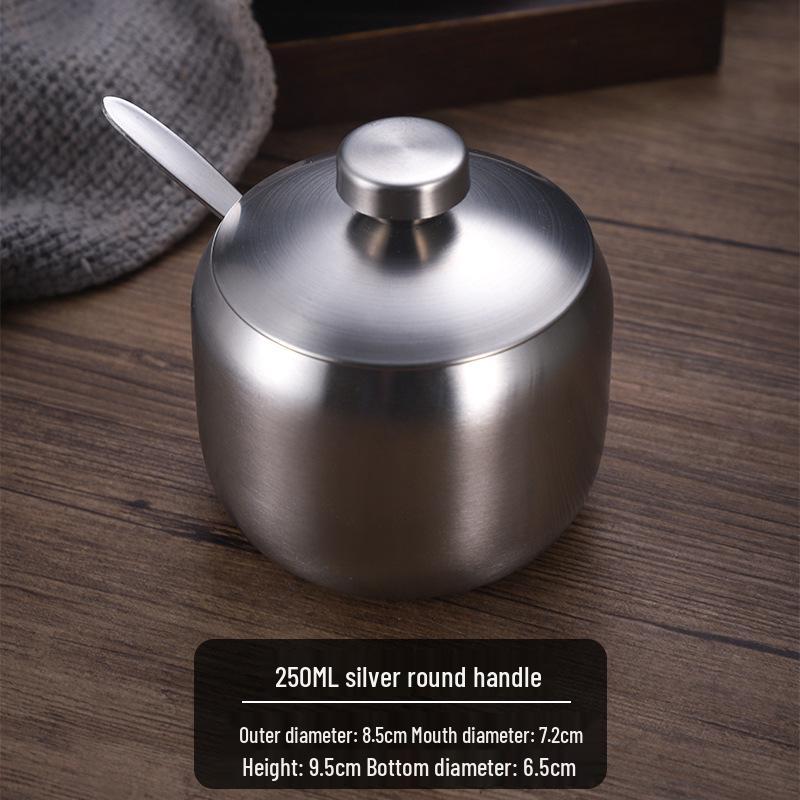 Gold Korean Style 304 Stainless Steel Seasoning Jar with Spoon - Perfect for Chili Sauce, Soy Sauce, or Salt.
