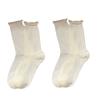 2Pairs Lingge Mid-calf Cotton Socks Heart Ruffle Tube Socks Women Sweet White Socks  Daily
