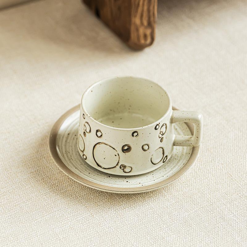 Creative Bubble Coffee Cup And Saucer Set Japanese Retro Afternoon Tea Cup Household Delicate Mug Dessert Plate