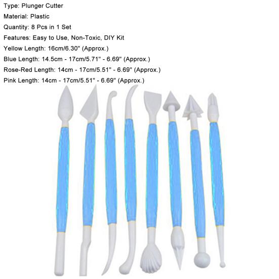 8 buc. stilou pentru fondant cu flori, ușor pentru matriță de ciocolată, culoare solidă, model bricolaj, pix pentru tăiere fondant, simplu, dublu, de calitate alimentară