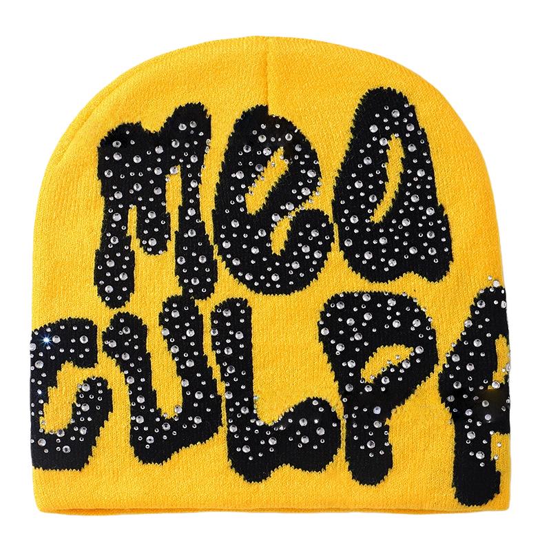 Women's Winter Rhinestone Knit Jacquard Hat - Stylish Warm Outdoor Head Wrap