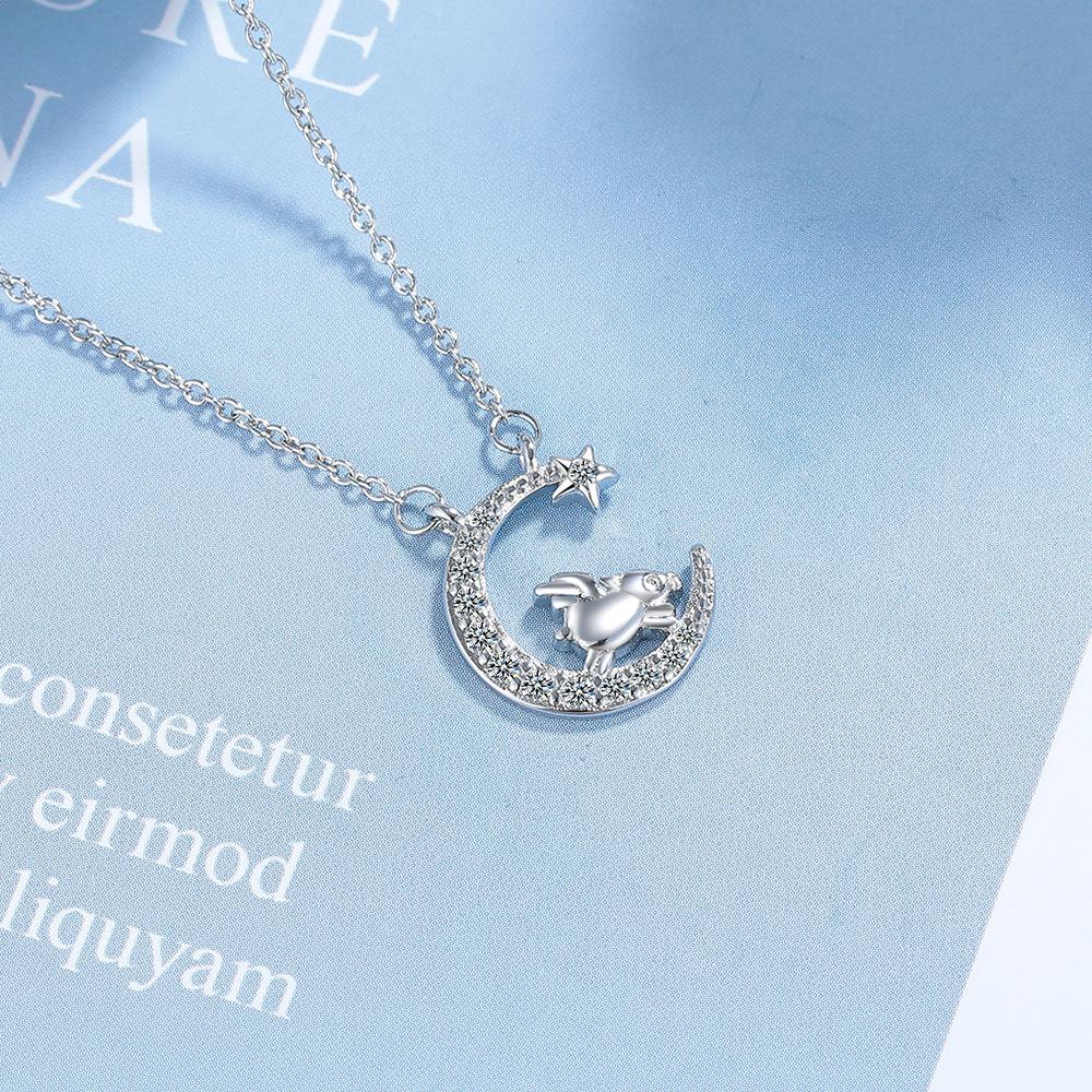 Zodiac Necklace with Zirconia Collarbone Chain Pendant Star and Moon Necklace Popular Jewelry Valentine's Day Gifts
