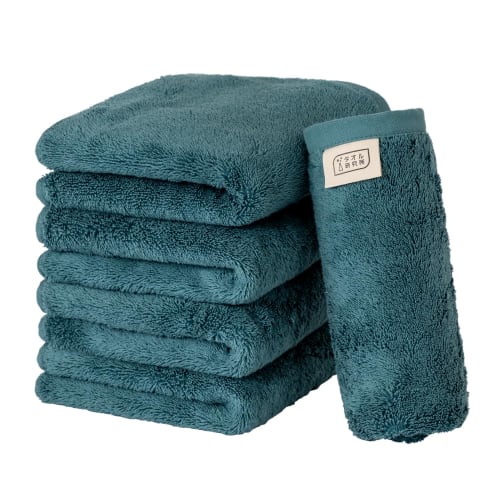 [.co.jp Exclusive] Towel Laboratory Natural Softness #024 Face Towels, Dark Blue, Set of 5, Soft, Thick, Smooth, Long-Lasting, Fast-Absorbent, Durable