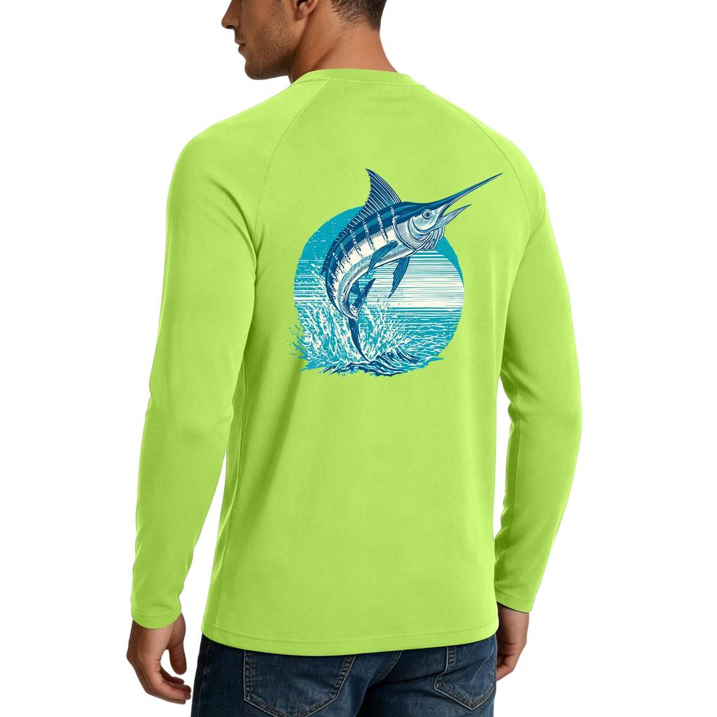 Men's UPF50+ Sun Protection Long Sleeve Shirt Stretch Outdoor Fishing Sports Top Lightweight Breathable Quick Dry Fabric