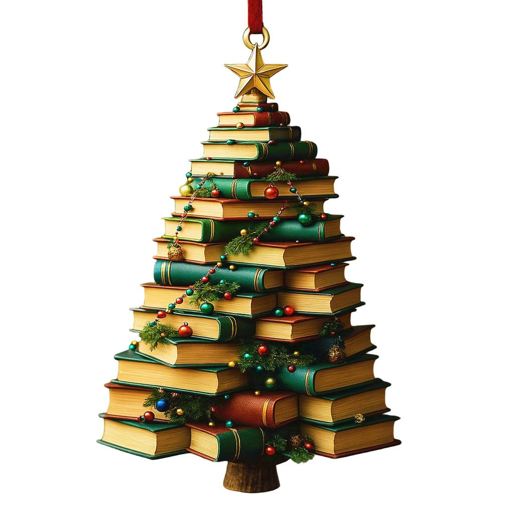 Christmas Book Tree Ornament ACRYLIC, Book Gift, Book Lover Gift, Book Ornament, Book Gift, Book Lover Gift, Librarian Gift